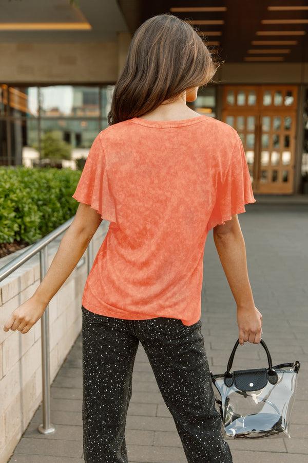 Gameday Couture CLEVELAND BROWNS VICTORY MODE FLUTTER SLEEVE TEE IN ORANGE
