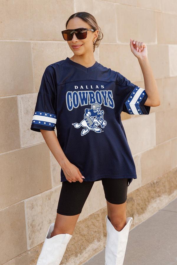 Gameday Couture DALLAS COWBOYS Cowboy Joe Oversized Rhinestone Striped Top