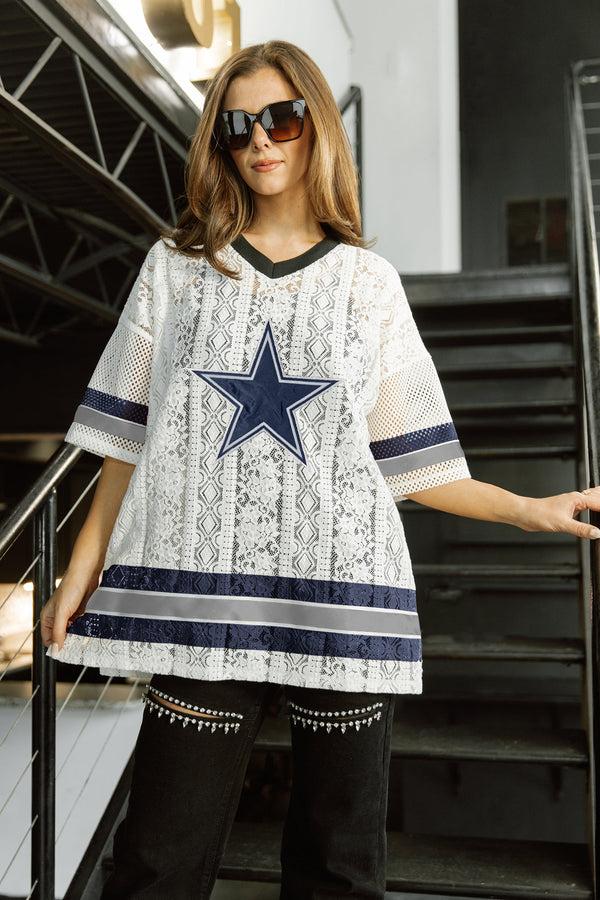 Gameday Couture DALLAS COWBOYS HIGH NOTE LACE FASHION TOP