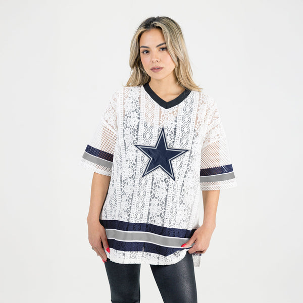 Gameday Couture DALLAS COWBOYS HIGH NOTE LACE FASHION TOP