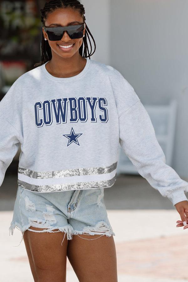 Gameday Couture DALLAS COWBOYS Pass The Shine Long-Sleeve Metallic-Stripe Top