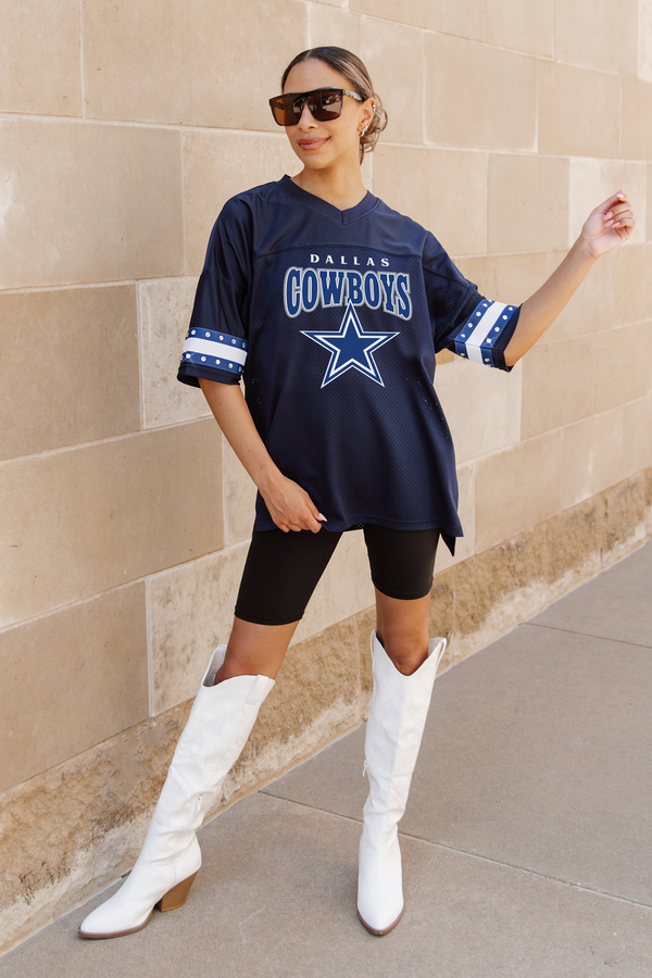 Gameday Couture DALLAS COWBOYS Royalty Oversized Rhinestone-Striped Top