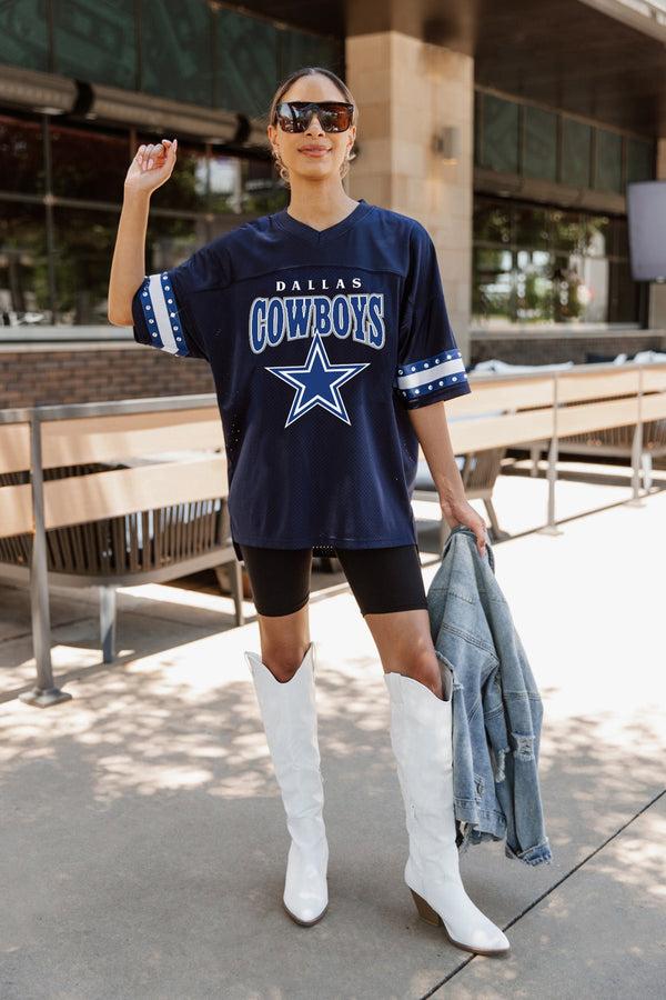 Gameday Couture DALLAS COWBOYS Royalty Oversized Rhinestone-Striped Top