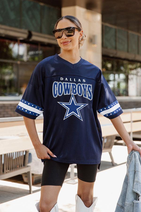Gameday Couture DALLAS COWBOYS Royalty Oversized Rhinestone-Striped Top