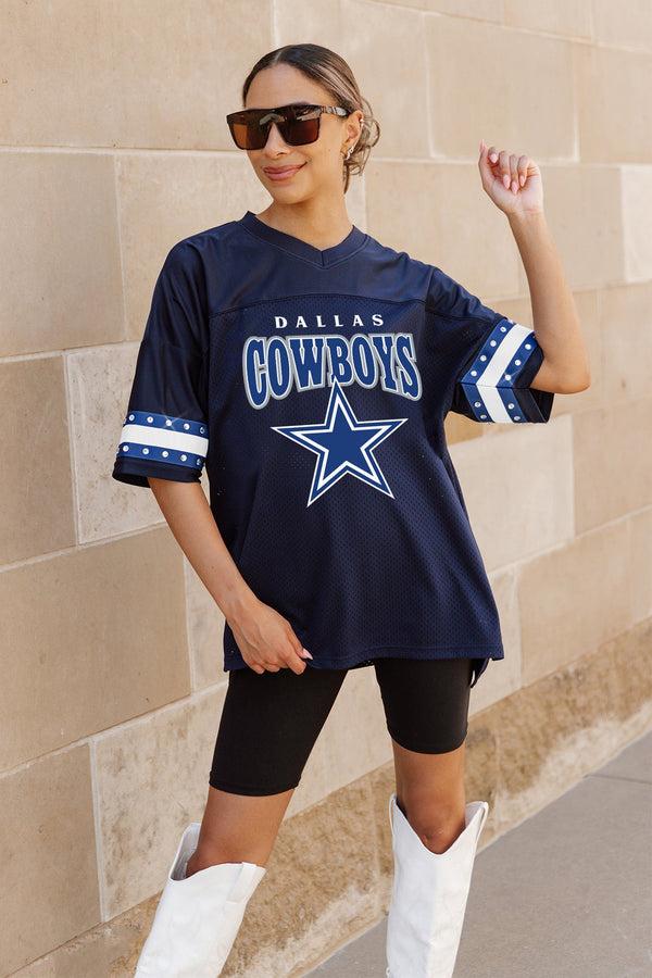 gameday couture DALLAS COWBOYS Royalty Oversized Rhinestone-Striped Top