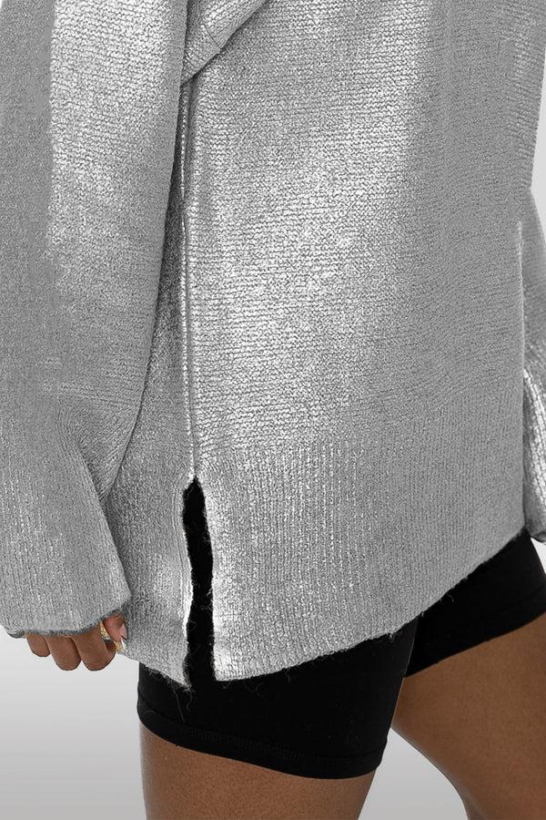 Gameday Couture DALLAS COWBOYS Shine Down Oversized Metallic Sweater