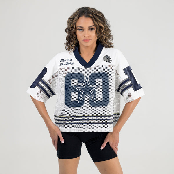 Gameday Couture DALLAS COWBOYS TRAILBLAZER MESH CROP FASHION TOP