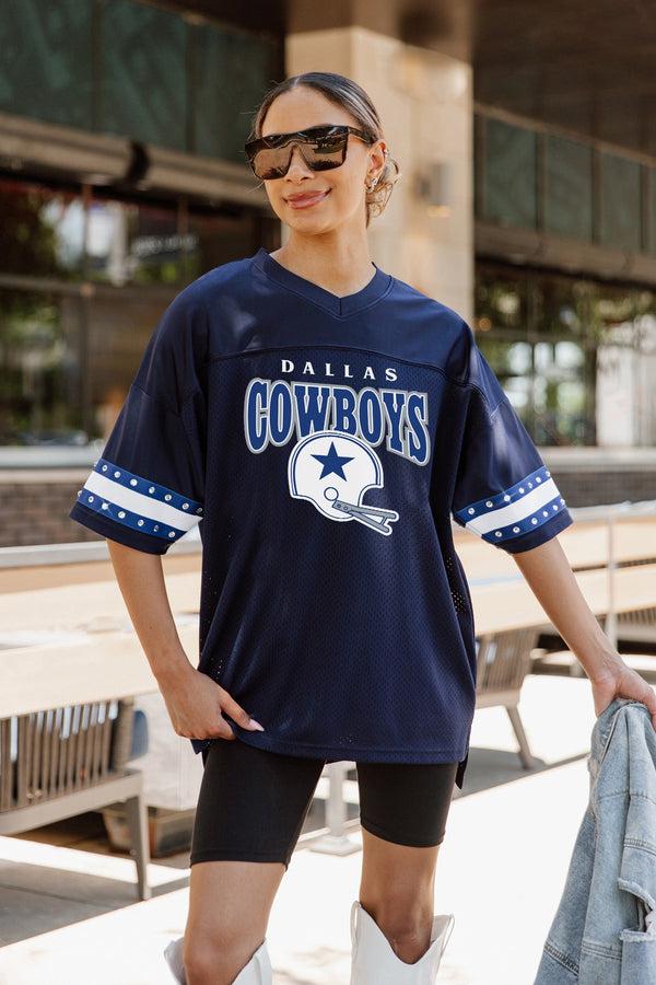 Gameday Couture DALLAS COWBOYS Vintage Appeal Oversized Rhinestone-Striped Top