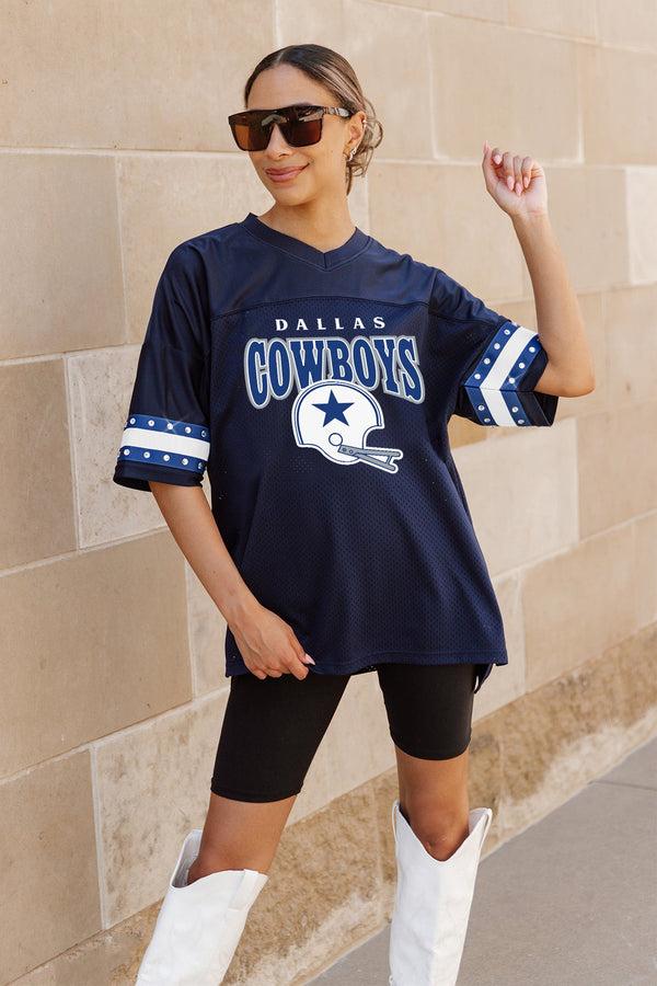 Gameday Couture DALLAS COWBOYS Vintage Appeal Oversized Rhinestone-Striped Top