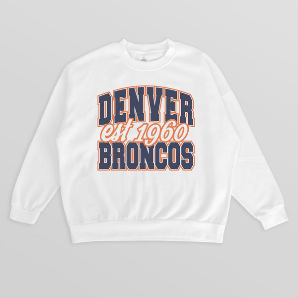 gameday couture DENVER BRONCOS FADED FORMATION PREMIUM FLEECE CREWNECK PULLOVER
