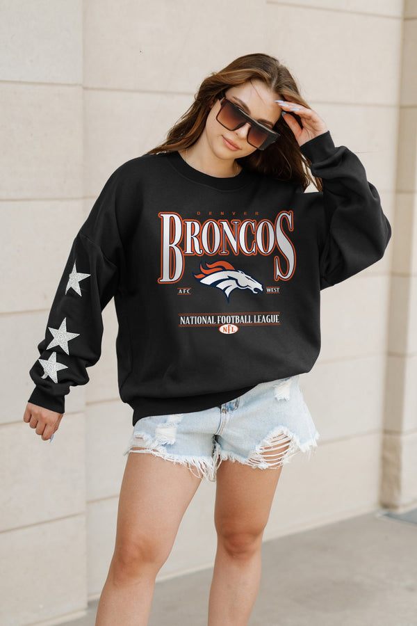 Gameday Couture DENVER BRONCOS Gameday Glimmer Embellished Star-Sleeve Pullover