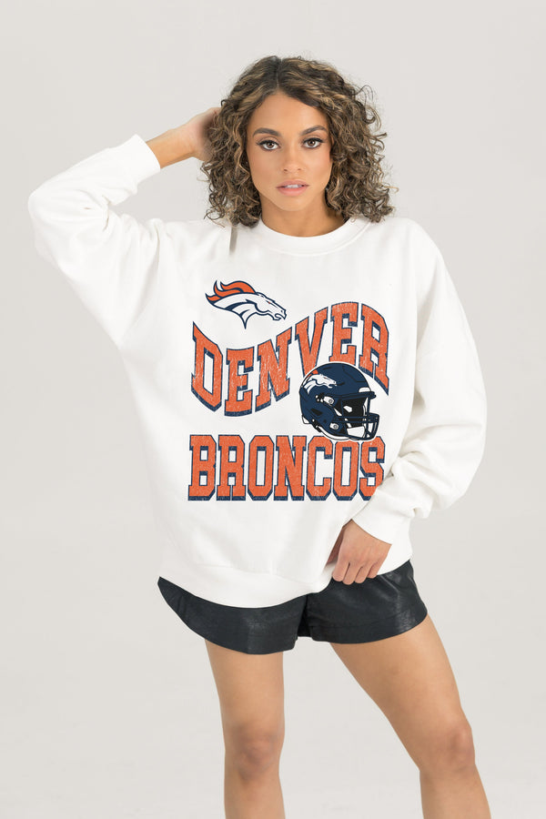 Gameday Couture DENVER BRONCOS HARD EARNED PREMIUM FLEECE CREWNECK PULLOVER