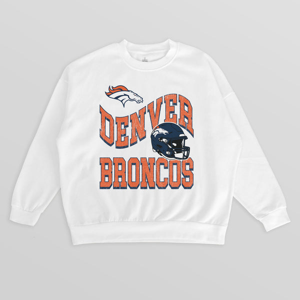 gameday couture DENVER BRONCOS HARD EARNED PREMIUM FLEECE CREWNECK PULLOVER