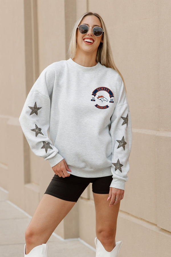 gameday couture DENVER BRONCOS Ready For It Star-Sleeve Crewneck Pullover