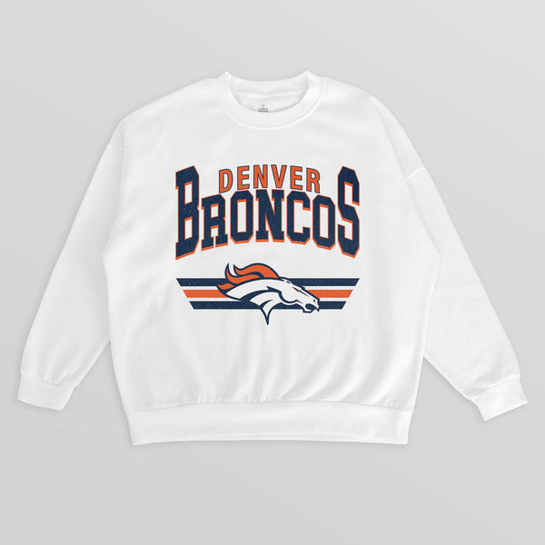 gameday couture DENVER BRONCOS SWIFT STRIKE PREMIUM FLEECE CREWNECK PULLOVER