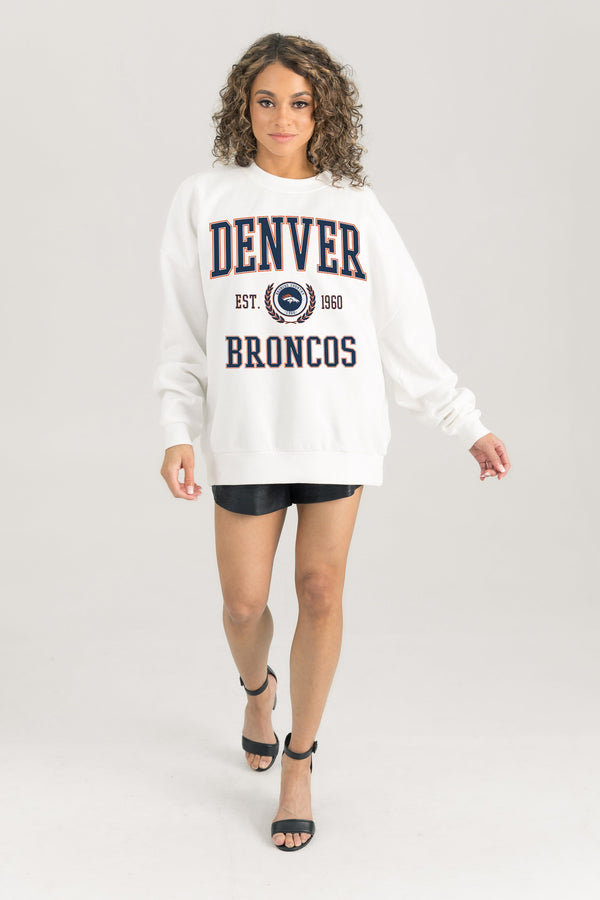 gameday couture DENVER BRONCOS Timeless Triumph Fleece Crewneck Pullover