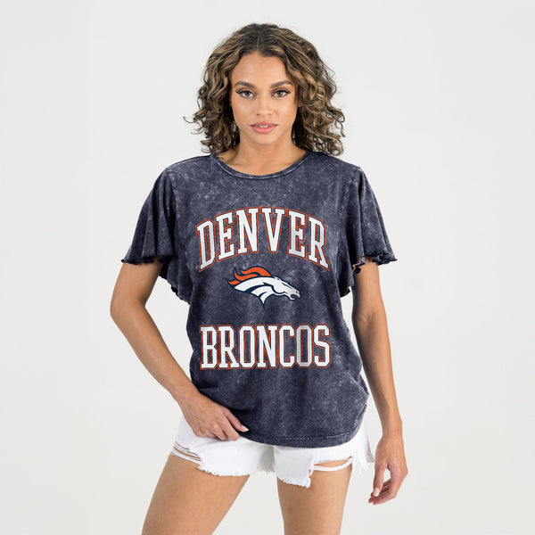 Gameday Couture DENVER BRONCOS VICTORY MODE FLUTTER SLEEVE TEE IN NAVY