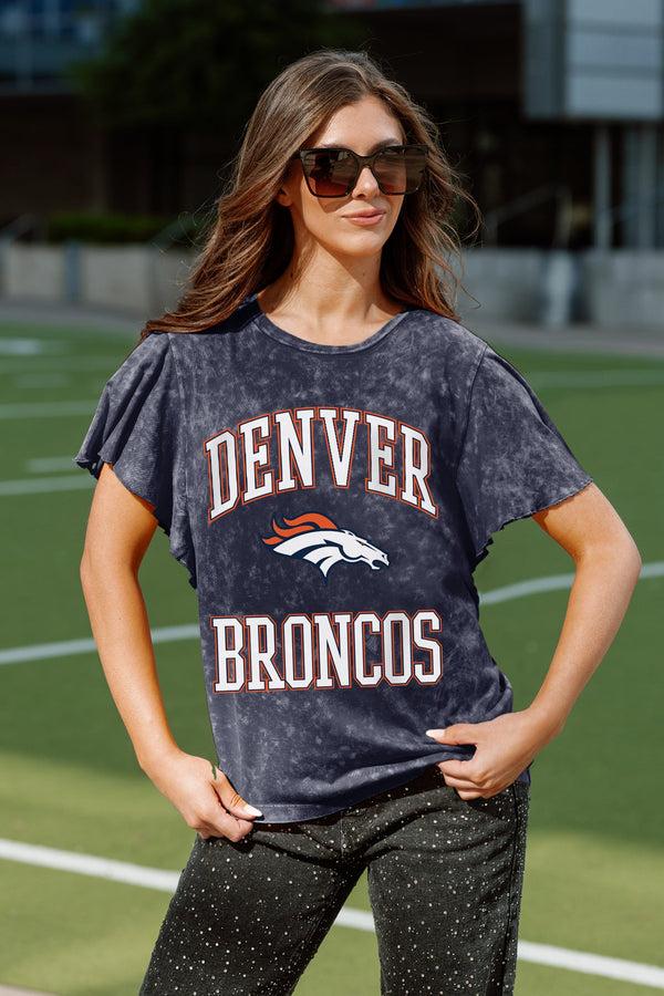 gameday couture DENVER BRONCOS VICTORY MODE FLUTTER SLEEVE TEE IN NAVY