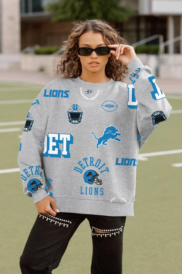 Gameday Couture DETROIT LIONS ALWAYS ON REPEAT PREMIUM FLEECE CREW SWEATSHIRT