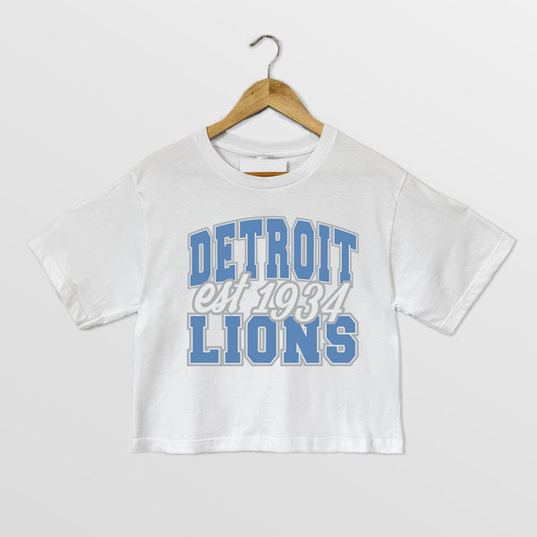 gameday couture DETROIT LIONS DEEP ROOTS BOXY FIT CROPPED TEE