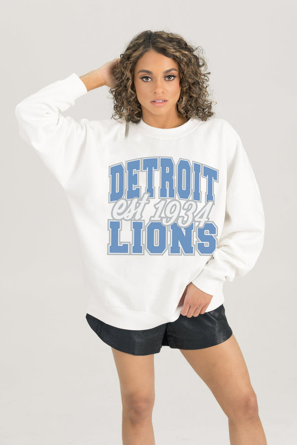 Gameday Couture DETROIT LIONS FADED FORMATION PREMIUM FLEECE CREWNECK PULLOVER