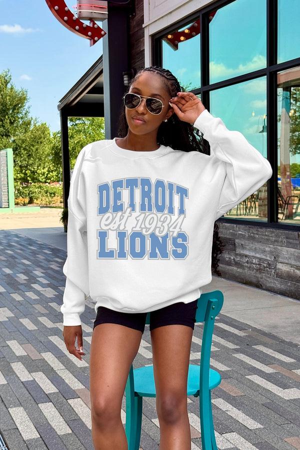 Gameday Couture DETROIT LIONS FADED FORMATION PREMIUM FLEECE CREWNECK PULLOVER