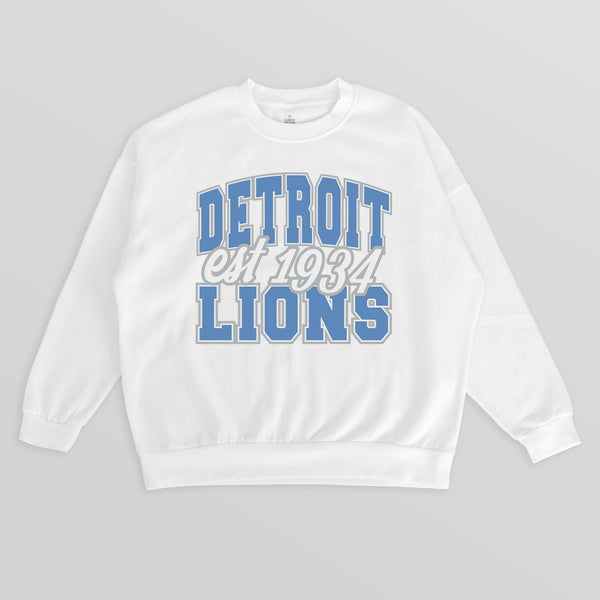 gameday couture DETROIT LIONS FADED FORMATION PREMIUM FLEECE CREWNECK PULLOVER