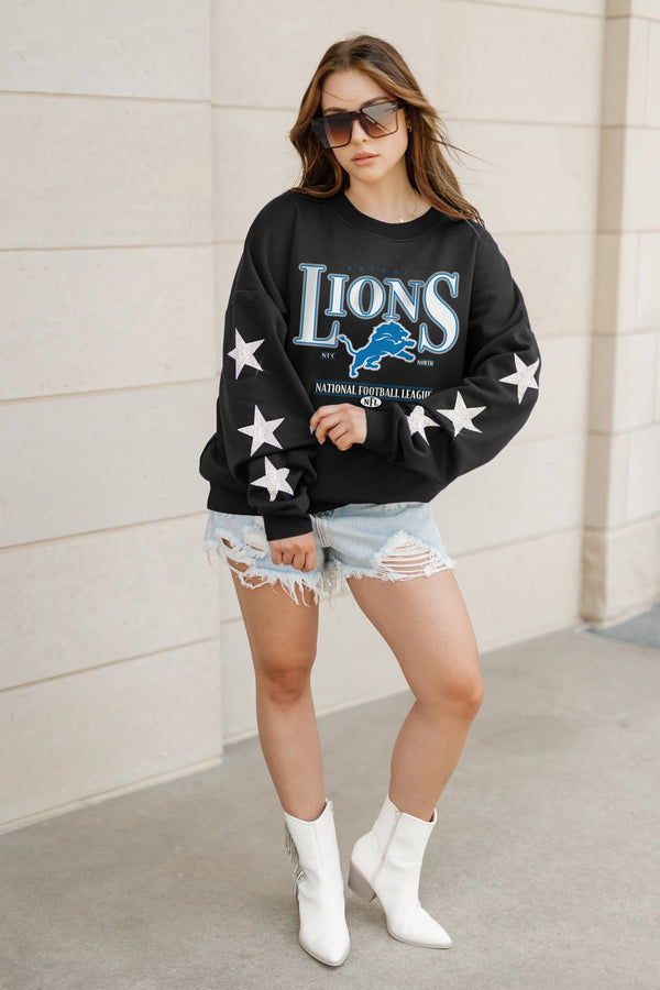 Gameday Couture DETROIT LIONS Gameday Glimmer Embellished Star-Sleeve Pullover