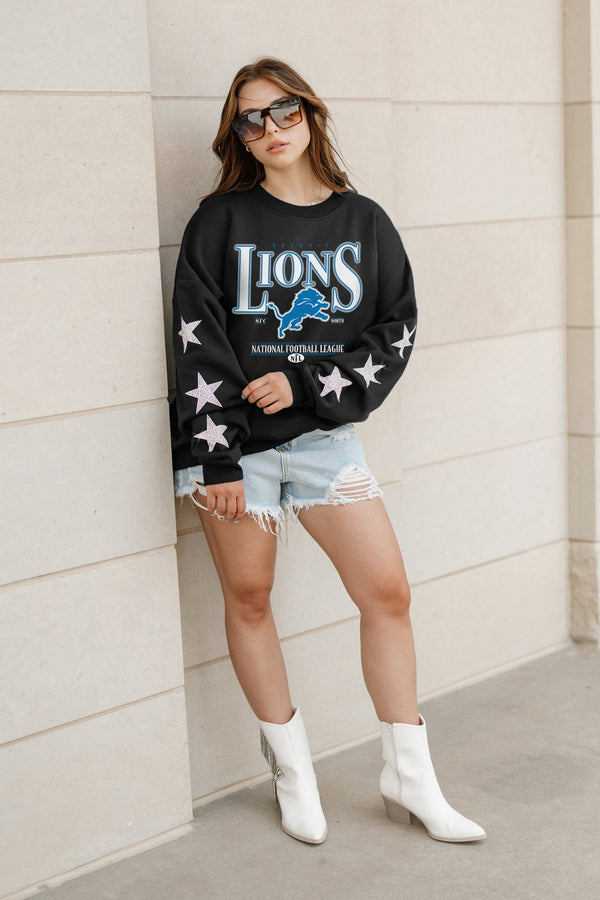 gameday couture DETROIT LIONS Gameday Glimmer Embellished Star-Sleeve Pullover