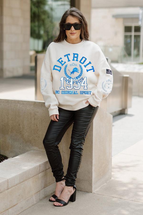 Gameday Couture DETROIT LIONS Gameday Slay Fleece Drop-Shoulder Crewneck