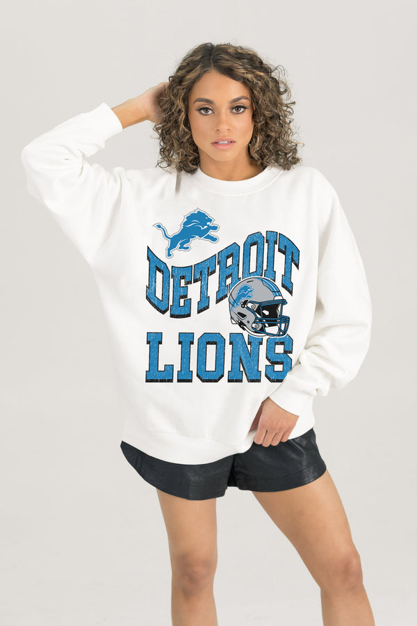 Gameday Couture DETROIT LIONS HARD EARNED PREMIUM FLEECE CREWNECK PULLOVER