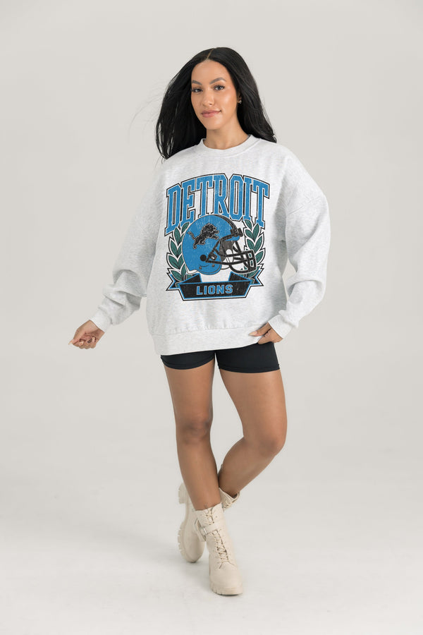 gameday couture DETROIT LIONS Heritage Fleece Crewneck Pullover