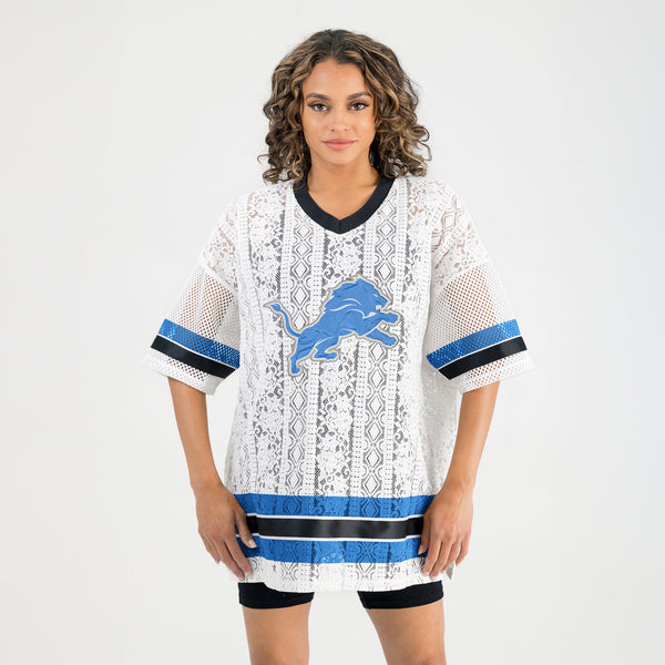 Gameday Couture DETROIT LIONS HIGH NOTE LACE FASHION TOP
