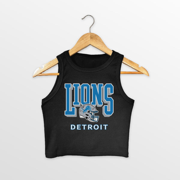 gameday couture DETROIT LIONS PURE VICTORY ESSENTIAL RIBBED CROP TANK
