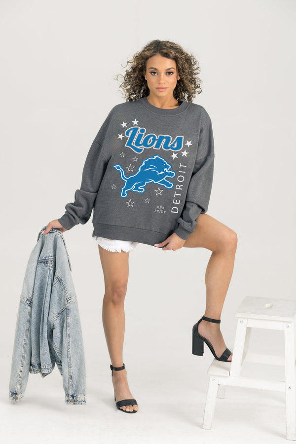 Gameday Couture DETROIT LIONS Ready To Rumble Fleece Crewneck Pullover