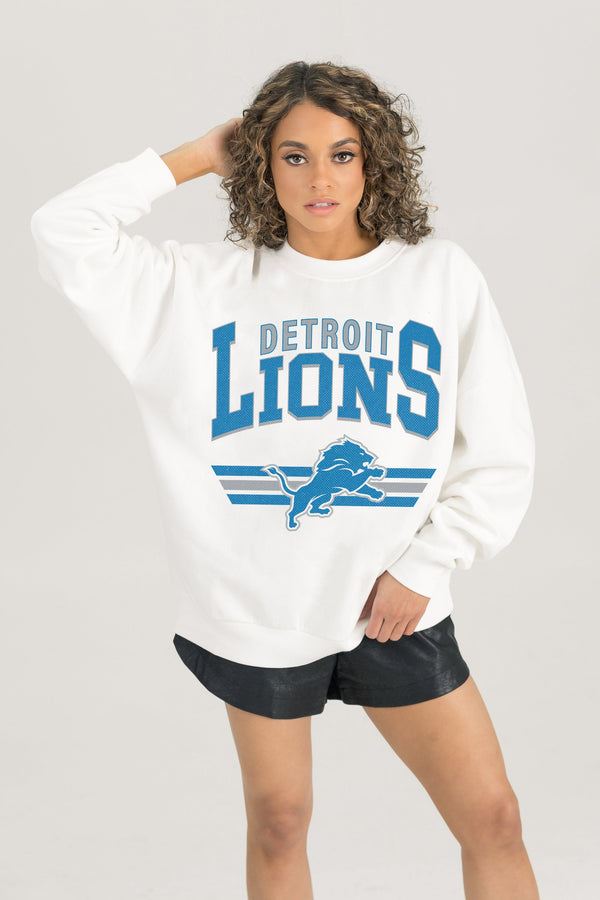 Gameday Couture DETROIT LIONS SWIFT STRIKE PREMIUM FLEECE CREWNECK PULLOVER