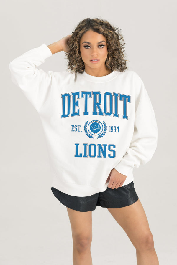 Gameday Couture DETROIT LIONS Timeless Triumph Fleece Crewneck Pullover
