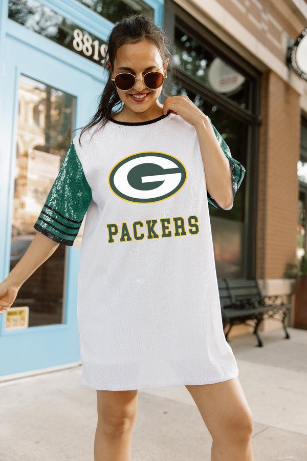 Gameday Couture GREEN BAY PACKERS Chic Champs Sequin Jersey Dress