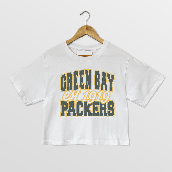 gameday couture GREEN BAY PACKERS DEEP ROOTS BOXY FIT CROPPED TEE
