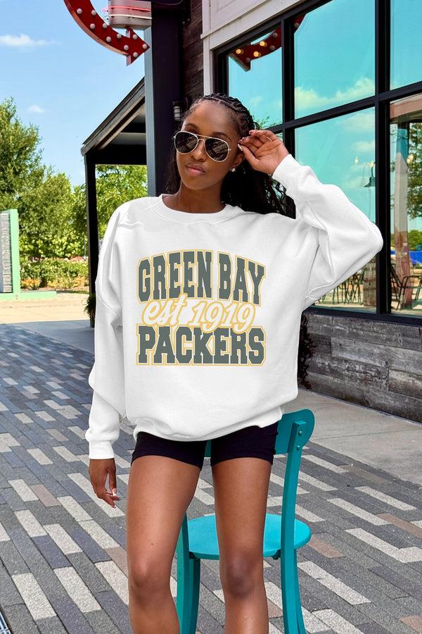 Gameday Couture GREEN BAY PACKERS FADED FORMATION PREMIUM FLEECE CREWNECK PULLOVER