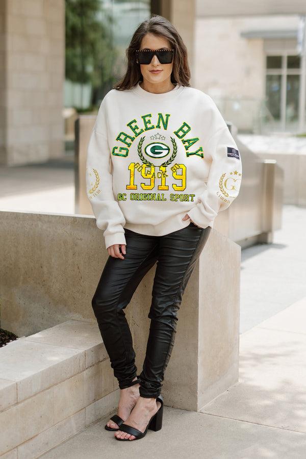 Gameday Couture GREEN BAY PACKERS Gameday Slay Fleece Drop-Shoulder Crewneck