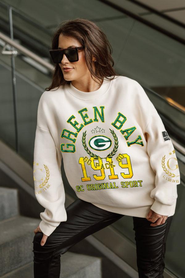 Gameday Couture GREEN BAY PACKERS Gameday Slay Fleece Drop-Shoulder Crewneck