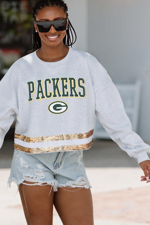 Gameday Couture GREEN BAY PACKERS Pass The Shine Long-Sleeve Metallic-Stripe Top