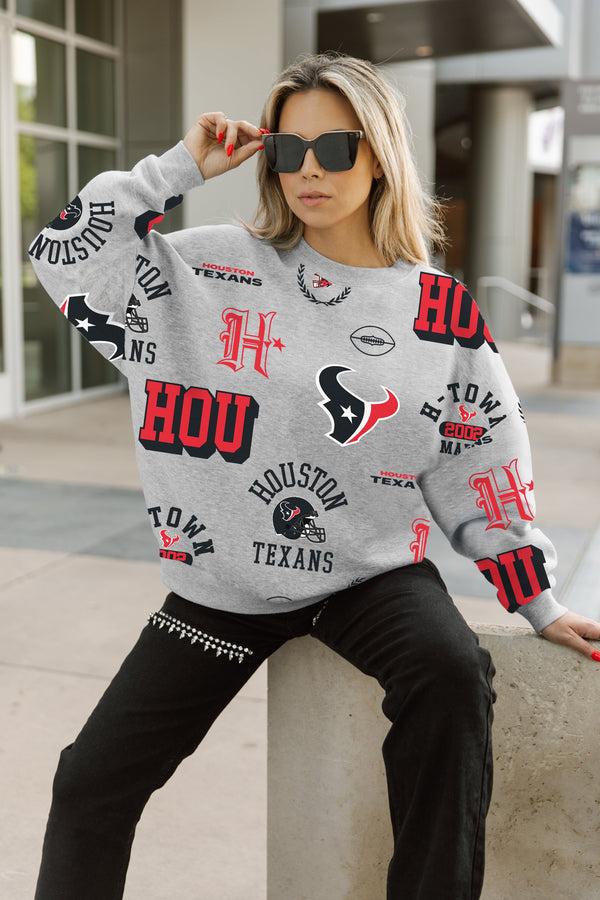 Gameday Couture HOUSTON TEXANS ALWAYS ON REPEAT PREMIUM FLEECE CREW SWEATSHIRT
