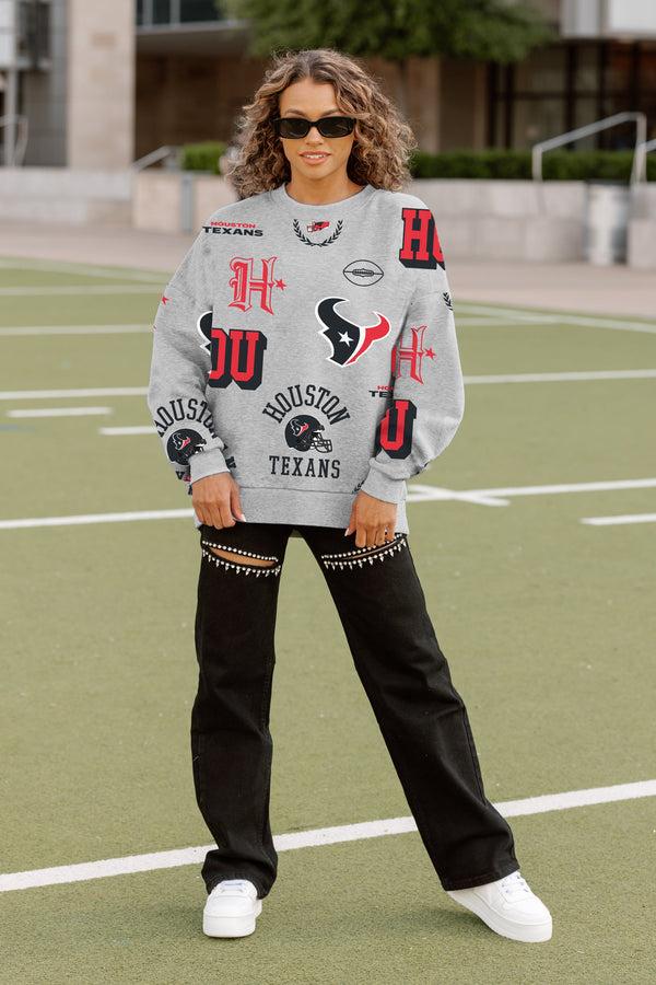 Gameday Couture HOUSTON TEXANS ALWAYS ON REPEAT PREMIUM FLEECE CREW SWEATSHIRT