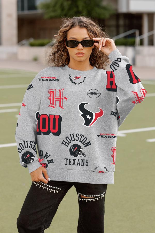 Gameday Couture HOUSTON TEXANS ALWAYS ON REPEAT PREMIUM FLEECE CREW SWEATSHIRT