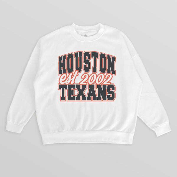 gameday couture HOUSTON TEXANS FADED FORMATION PREMIUM FLEECE CREWNECK PULLOVER