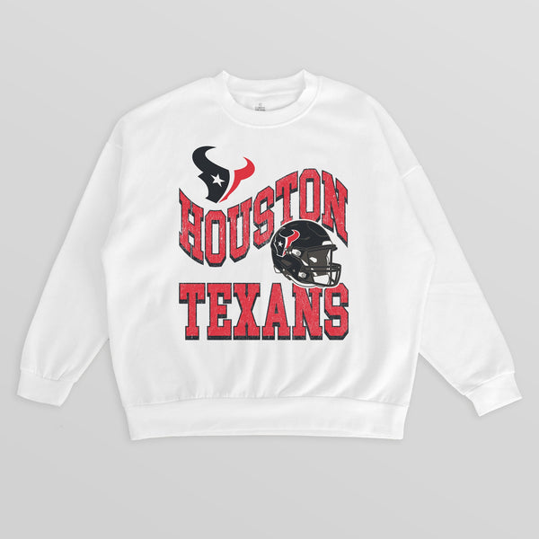 gameday couture HOUSTON TEXANS HARD EARNED PREMIUM FLEECE CREWNECK PULLOVER