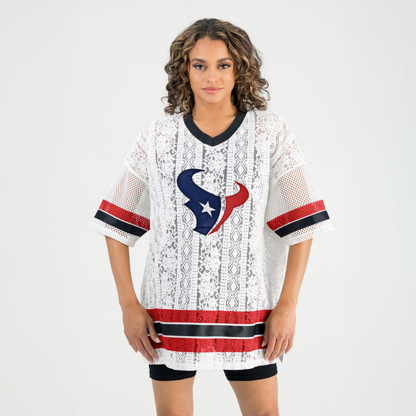 Gameday Couture HOUSTON TEXANS HIGH NOTE LACE FASHION TOP