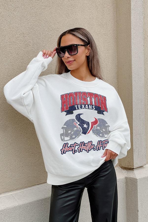 Gameday Couture HOUSTON TEXANS Passing Time Fleece Crewneck Pullover